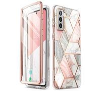 i-Blason Coque de Protection Brillante à 360 degrés pour Samsung Galaxy S21 FE 5G (6,4 Pouces) avec Film Protecteur d'écran intégré (marbre)