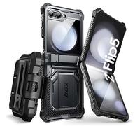 i-Blason Coque magnétique pour Samsung Galaxy Z Flip 5 avec Support, Protection d'écran intégrée, Protection intégrale avec Clip Ceinture - Noir