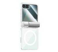 i-Blason Coque pour Samsung Galaxy Z Flip 7 avec Béquille [Protecteur d'Ecran Verre Trempé] [Protection Charnières] [Chargement sans Fil] Protection Magnétique Fine Coque pour Z Flip 7, Transparent