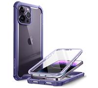 i-Blason Coque pour iPhone 14 Pro (2022) 6,1 Pouces, avec Protecteur d'Ecran Intégré, Dos Transparent, Pare-Chocs Airbags Antichoc [Série Ares] Protection 360 Degrés Intégrale (Violet)