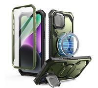 i-Blason Coque pour iPhone 16e avec Support Intégré Protecteur Caméra [MagSafe Compatible] [Protecteur d'écran Intégré] Coque Magnétique Robuste de Qualité Militaire Protection Intégrale, Vert