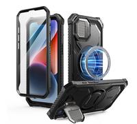 i-Blason Coque pour iPhone 16e avec Support Intégré Protecteur Caméra [MagSafe Compatible] [Protecteur d'écran Intégré] Coque Magnétique Robuste de Qualité Militaire Protection Intégrale, Noir