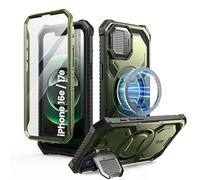i-Blason Coque pour iPhone 16e avec Support Intégré Protecteur Caméra [MagSafe Compatible] [Protecteur d'écran Intégré] Coque Magnétique Robuste de Qualité Militaire Protection Intégrale, Vert