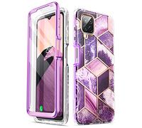 i-Blason Coque pour Samsung Galaxy A12 (2020), Protection Intégrale 360 Housse Paillette Bumper Antichoc [Cosmo] Design Motif avec Protecteur d'Ecran Intégré (Améth Violet)