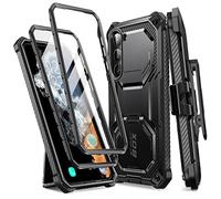i-Blason Coque pour Samsung Galaxy S23 avec 2 Protecteurs d’Ecran Avant (sans Film + avec Film) [Protection Robuste Qualité Militaire] avec Support Béquille & Clip Ceinture pour Samsung S23, Noir