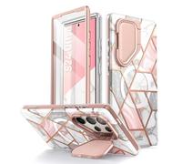 i-Blason Coque pour Samsung Galaxy S24 Ultra avec Protecteur d'écran & Support Pliable Couvercle Caméra [MagSafe Charge sans Fil & S Pen Compatible] Protection Fine Intégrale Motif, Marbre Rose