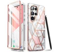i-Blason Coque pour Samsung Galaxy S25 Ultra MagSafe avec Protecteur d'Ecran [Compatible avec ID Empreinte Digitale & Charge sans Fil] (Cosmo) Coque Magnétique Fine pour S25 Ultra, Marbre Rose