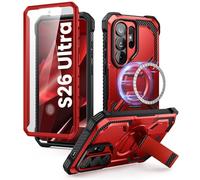 i-Blason Coque pour Samsung Galaxy S26 Ultra MagSafe avec Support Métal Réglable, Protection d’Ecran Intégré, Protection Robuste Intégrale (Armorbox) Magnétique Boîtier pour S26 Ultra, Rouge