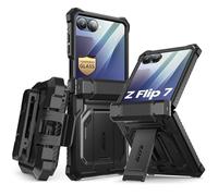 i-Blason Coque pour Samsung Galaxy Z Flip 7 avec Support Pliable [Protection d'Ecran en Verre trempé] [Protection Charnières] [Clip Ceinture] Armorbox Qualité Militaire Intégrale pour Z Flip 7, Noir