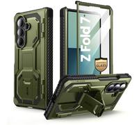i-Blason Coque pour Samsung Galaxy Z Fold 7 avec Support Repliable [Protecteur d'Ecran Verre Trempé] [Protection Charnières] (Armorbox) Protection Intégrale Résistante Coque pour Z Fold 7, Vert
