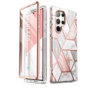 i-Blason Coque pour Samsung Galaxy S23 Ultra avec Protecteur d'écran [Charge magnétique] [Empreinte Digitale Compatible] Fine Intégrale Motif Protection pour Samsung Galaxy S23 Ultra, Marbre Rose