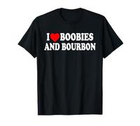 I Boobies et Bourbon Funny Heart T-Shirt