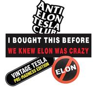 I BOUGHT THIS BEFORE ELON WENT CRAZY, 4PCS Autocollant Tesla Anti Elon Musk Funny Sticker for Windows or Varnish, Autocollant Tesla, Vinyl Car Sticke