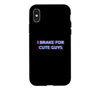I Brake for Cute Guys Men Gay Pride LGBTQ Rainbow Humor Coque pour iPhone X/XS