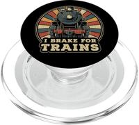 I Brake for Trains - Moteur à Vapeur rétro Amusant PopSockets PopGrip pour MagSafe