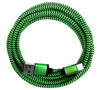 i! Câble de charge rapide USB-C en nylon de 2 m pour téléphone portable, tablette, smartphone - Vert