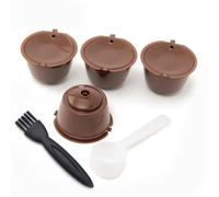 i cafilas 4pcs Dolce Gusto Plastique Rechargeable Capsule de cafe avec Brosse a cuillere 200 fois reutilisable Compatible Nescafe Do