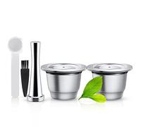 i Cafilas Acier Inoxydable Capsule Espresso Crema Café Rechargeable Réutilisable Pour Machine À Café Nepreso + 1 Cuillère + 1 Pinceau (2 Capsula)
