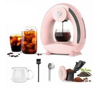 i Cafilas Caffeemaschine für gehalten Kaffee, Mini Q Americano 2-en-1 Caffeebrühhe, One Cup Caffeebrühhe/théière avec filtre à café 120-240 ml, Rose Machine à café électrique