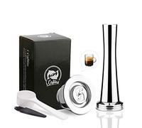 i Cafilas Capsule Filtre de Café Réutilisables, Capsules de Café Rechargeables Compatibles avec machine à café Acier Inoxydable + Tamper à café + Cuillère + Brosse