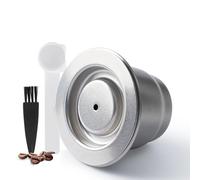i Cafilas-Capsules à café en acier inoxydable réutilisables pour machines Nepresso avec brossette et doseur Capsule+tamper (Ordinary Version)