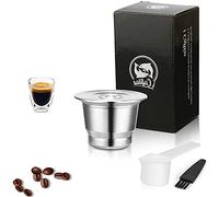 i Cafilas-Capsules à café en acier inoxydable réutilisables pour machines Nepresso avec brossette et doseur Capsule (Ordinary Version)