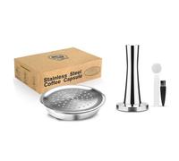 i Cafilas Capsules de café rechargeables en acier inoxydable à remplir compatibles avec Philips Senseo, Capsules de recharge réutilisables pour machines Philips Senseo (capsule de café + Tamper)