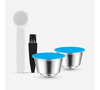 i Cafilas Capsules réutilisables pour D olce Gu sto Capsules rechargeables en acier inoxydable avec 1 cuillère en plastique + 1 brosse de nettoyage
