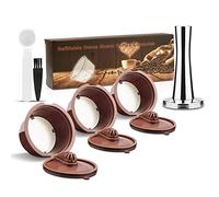 i Cafilas - Lot de 3 capsules à café réutilisables et rechargeables en acier - Pour Dolce Gusto - Plus de mousse (capsules à café et pressoir)