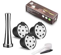 i Cafilas Lot de 3 capsules de café en plastique de bonne qualité rechargeables avec filtre réutilisable - pour Nepresso - avec cuillère et brosse en plastique inviolables