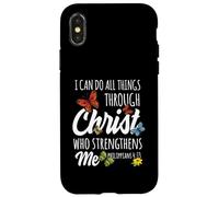 I Can Do All Things Through Christ Buttefly Art Religious Coque pour iPhone X/XS