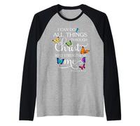 I Can Do All Things Through Christ Butterfly Art - Religieux Manche Raglan