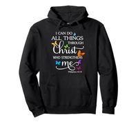 I Can Do All Things Through Christ Butterfly Art - Religieux Sweat à Capuche