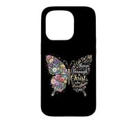 I Can Do All Things Through Christ Floral Butterfly Faith Coque pour iPhone 15 Pro