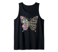 I Can Do All Things Through Christ Floral Butterfly Faith Débardeur