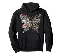 I Can Do All Things Through Christ Floral Butterfly Faith Sweat à Capuche