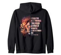 I Can Do All Things Through Christ - Philippians 4:13 Lion Sweat à Capuche