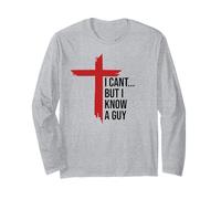 I Can't But I Know Guy Men Jesus Cross Minimalist Christian Manche Longue