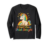 I Can't Even Think Straight Cute Rainbow Unicorn Pride Graph Manche Longue