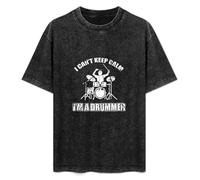 I Can't Keep Calm I'am A Drummer Unisex T-Shirt Printed Tee Graphic Top Men Black Shirt L