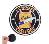 I Choose Violence Patch, Patch Tactique Militaires Chat avec Crochet et Boucle Adhésif Magique Patchs Moral pour Sacs à Dos Gilets Militaires Harnais pour Chien Sacs Vestes Chapeaux