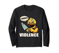 I Choose Violence Quote Funny Duck Knife tees for men women Manche Longue