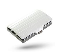 I-CLIP Original Slim Wallet Portefeuille en cuir avec pince à billets, mini portefeuille pour cartes et billets, en cuir de selle blanc avec cadre argenté
