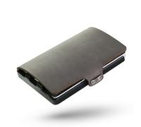 I-Clip Porte-Cartes Original avec Pince à Billets - Portefeuille Fin en Cuir Lisse - Portefeuille en Cuir - Portefeuille de qualité supérieure - Porte-Cartes, Ardoise Noire Bronze, Small, Moderne