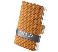 I-CLIP Porte-Monnaie en Acier Inoxydable avec Pince à Billets Interchangeable - Portefeuille Fin - Porte-Monnaie en Cuir - Porte-Cartes en Acier Inoxydable- Milanaise sablé Beige