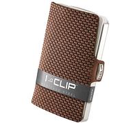 I-CLIP Porte-Monnaie en Acier Inoxydable avec Pince à Billets Interchangeable - Portefeuille Fin - Porte-Monnaie en Cuir - Porte-Cartes en Acier Inoxydable- Milanaise sablé Chêne Brun