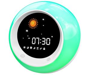 I·CODE Réveil Enfant, Réveil d’Apprentissage au Sommeil pour Enfant, avec Affichage de la Lune et du Soleil, veilleuse, Alarme et Son favorisant Le Sommeil intégrés
