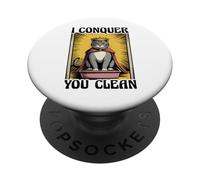 I Conquer You Clean Cat Lover Bac à litière drôle pour chat PopSockets PopGrip Adhésif