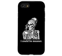 I Could Be Meaner Skeleton Drinking Coffee Cup Mean Mugging Coque pour iPhone SE (2020) / 7/8