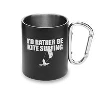 I_d Rather Be Kite Surfing Kite Surf Tasse en métal avec poignée mousqueton